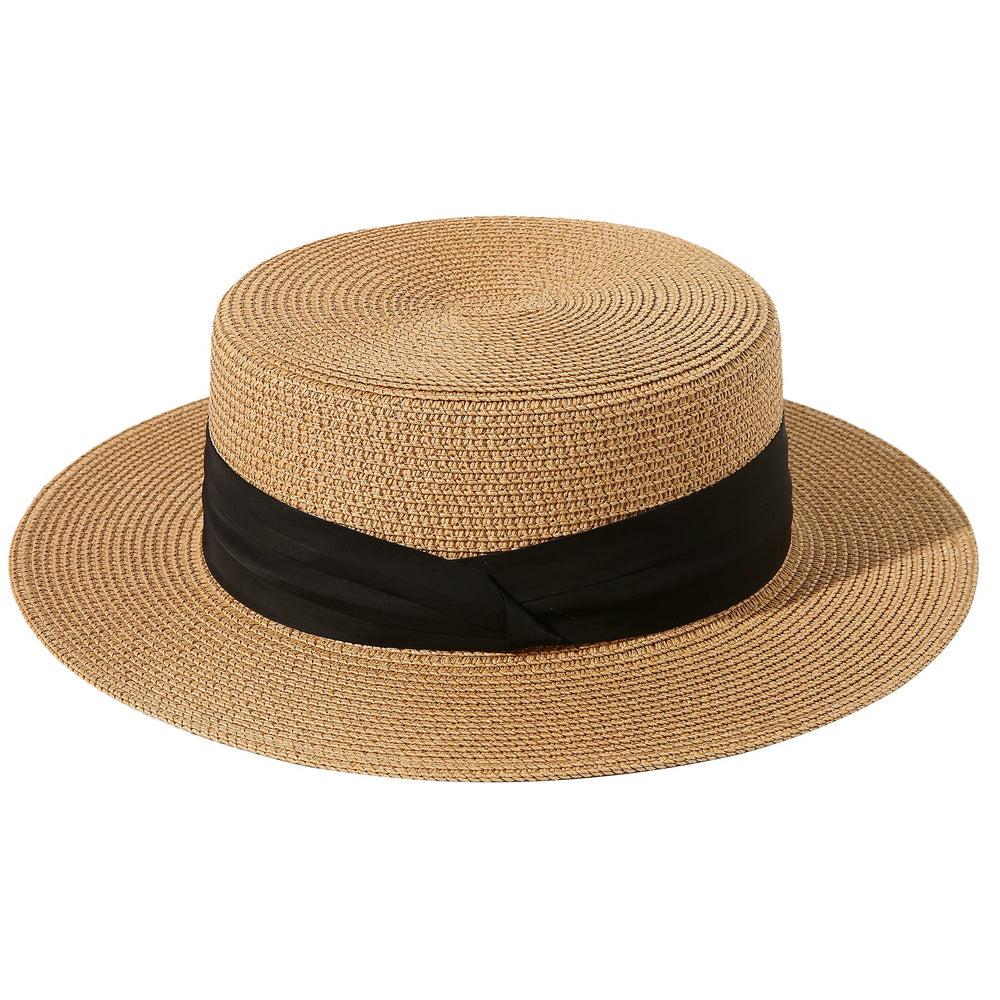 Lanzom Sun Hats for Women Wide Brim Straw Boater Hat Fo