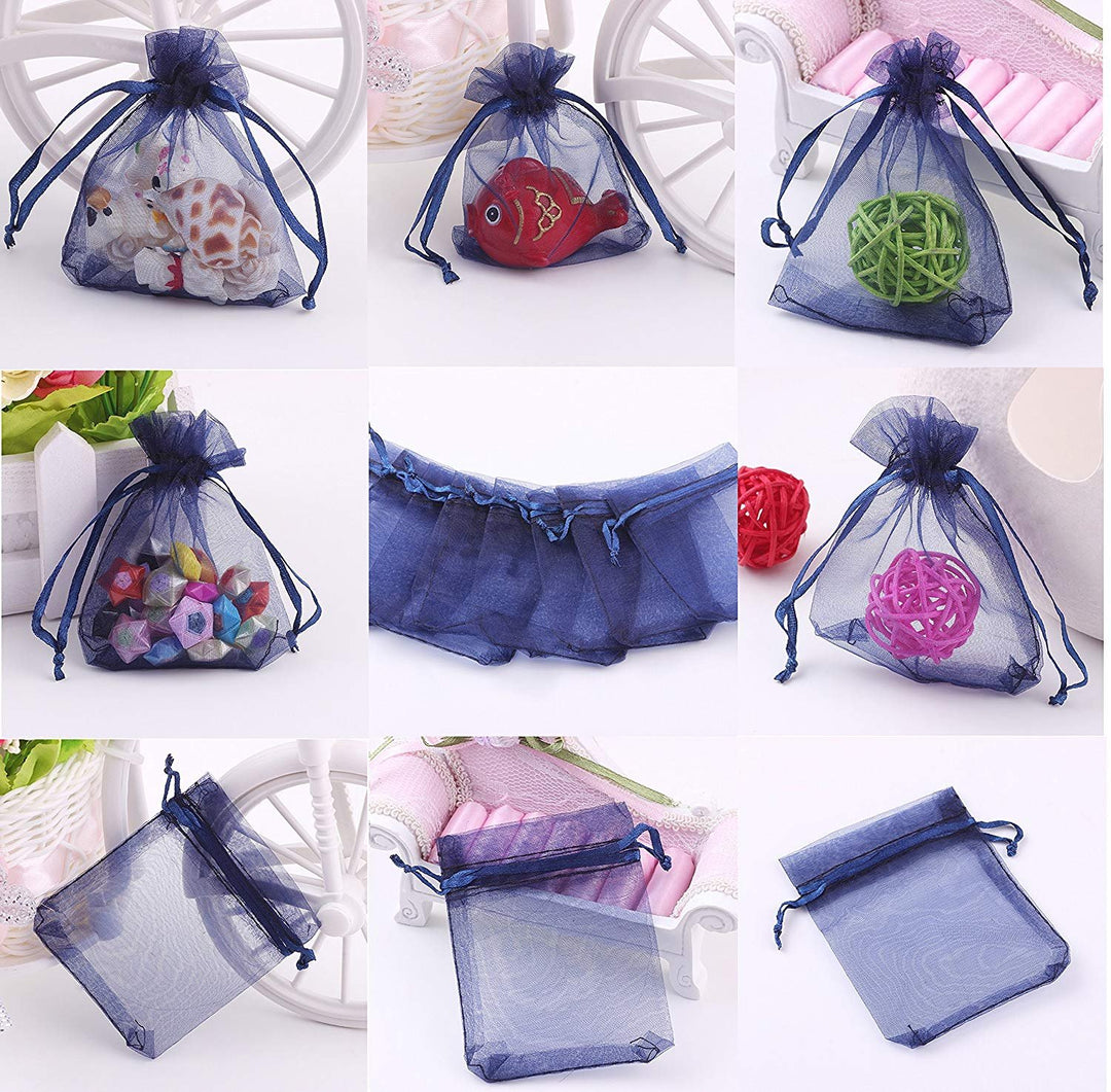 Outdoorfly 100PCS Drawstring Organza Bags 4x6 Sheer Jew