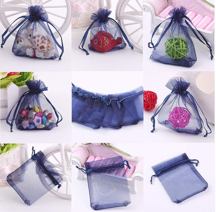 Outdoorfly 100PCS Drawstring Organza Bags 4x6 Sheer Jew