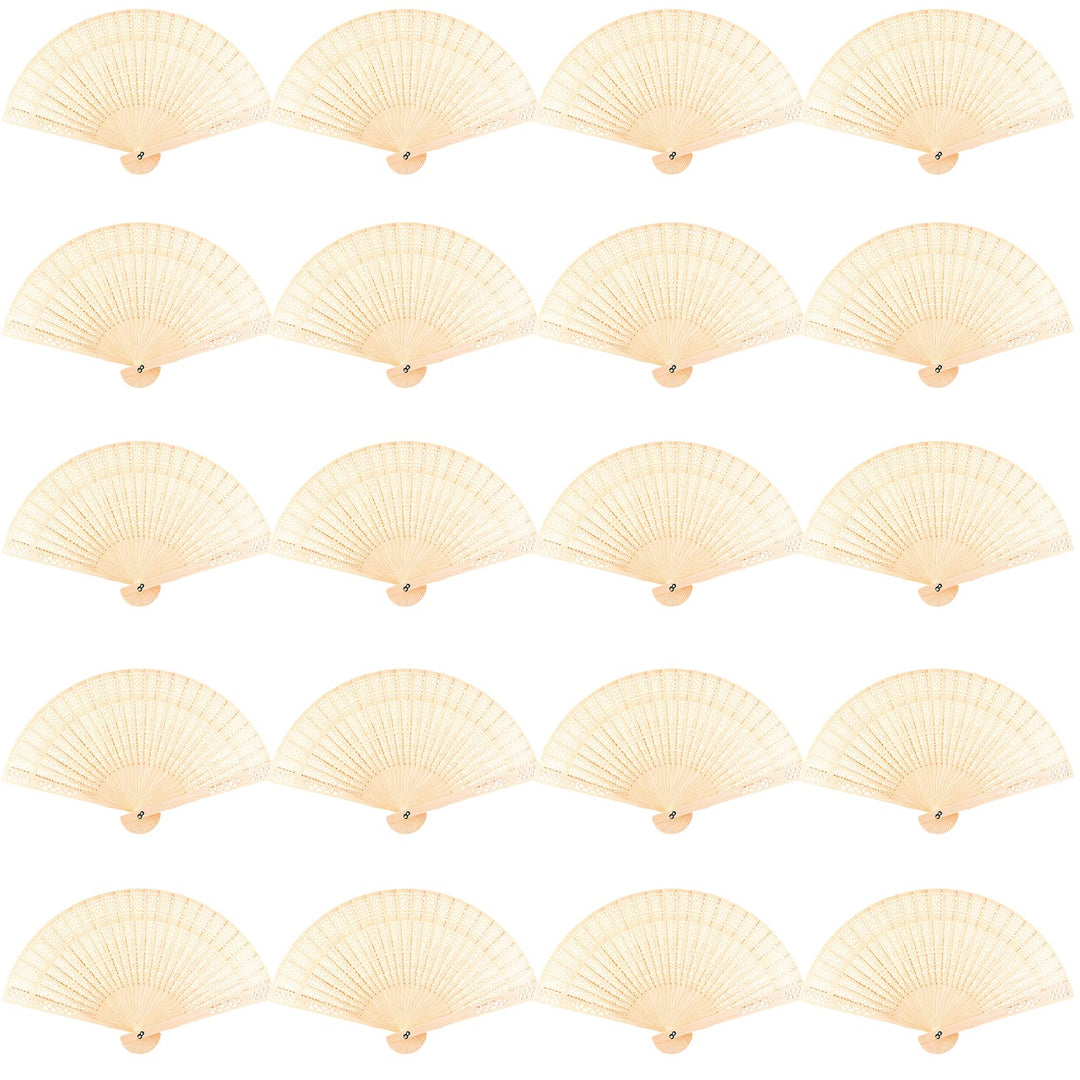 20 Pieces White Handheld Paper Fan Paper Folding Fans with Bamboos for Wedding Gift, Party, Home