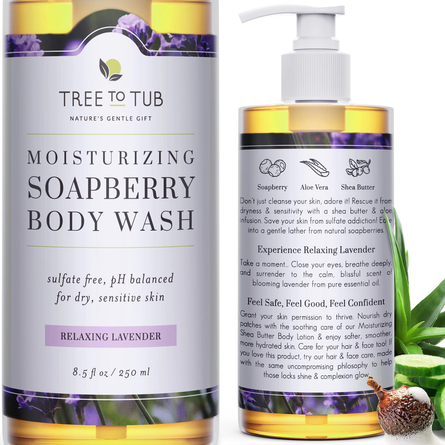 Lavender Body Wash for Sensitive Skin & Dry Skin - pH Balanced Moisturizing Body Wash, Hydrating Sulfate Free Vegan Body Soap for Women & Men w/Organic Shea Butter, All Natural Aloe Vera