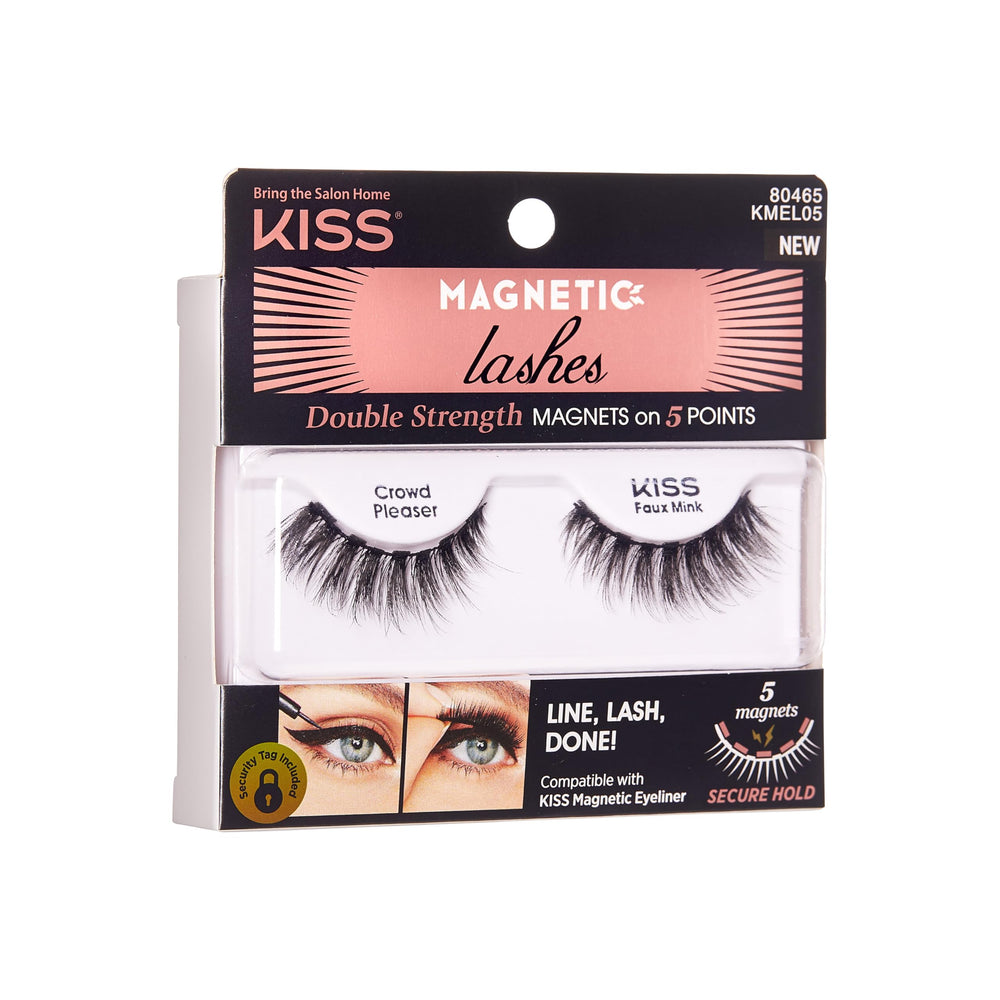 Magnetic Lashes, Crowd Pleaser, 1 Pair of Synthetic False Eyelashes With 5 Double Strength Magnets, Wind Resistant, Dermatologist Tested Fake Lashes Last Up To 16 Hours, Reusable Up To 15 Times