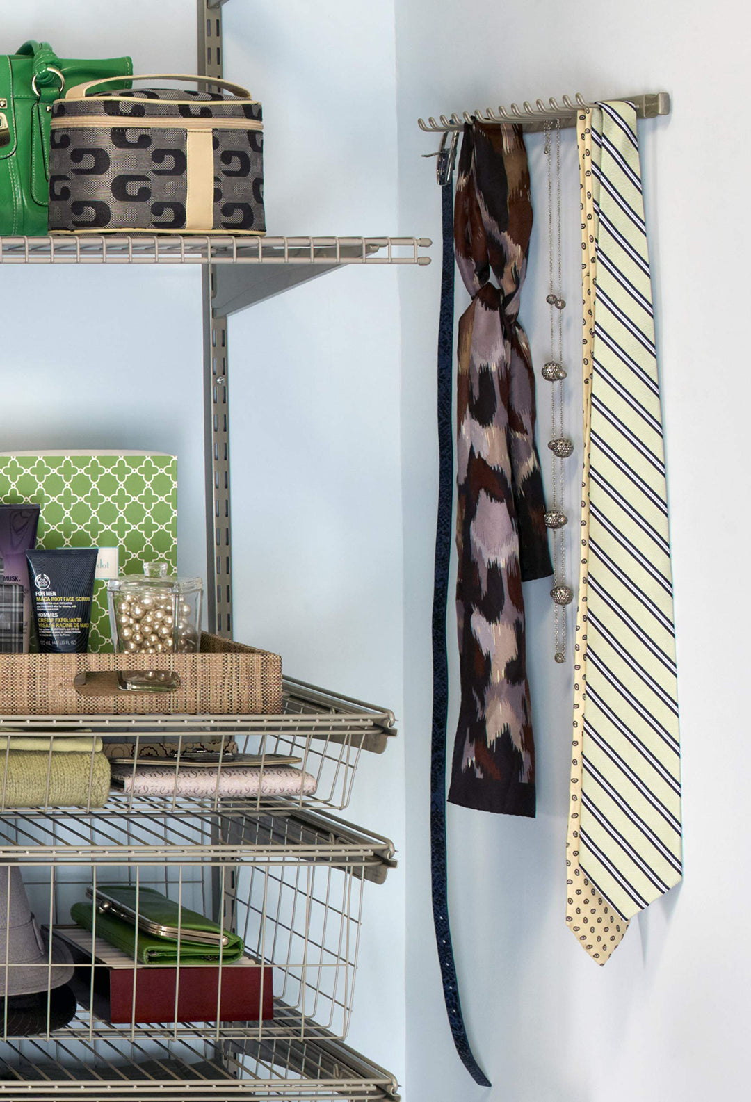 38053 14-Hook Tie &amp; Belt Rack, Nickel, 15 x 2.75 x 0.88 inches