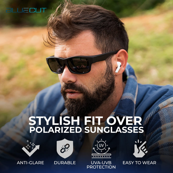 Fit Over Polarized Sunglasses Driving Clip-on Over Glasses, Solar Shield Sunglasses Over Prescription Glasses