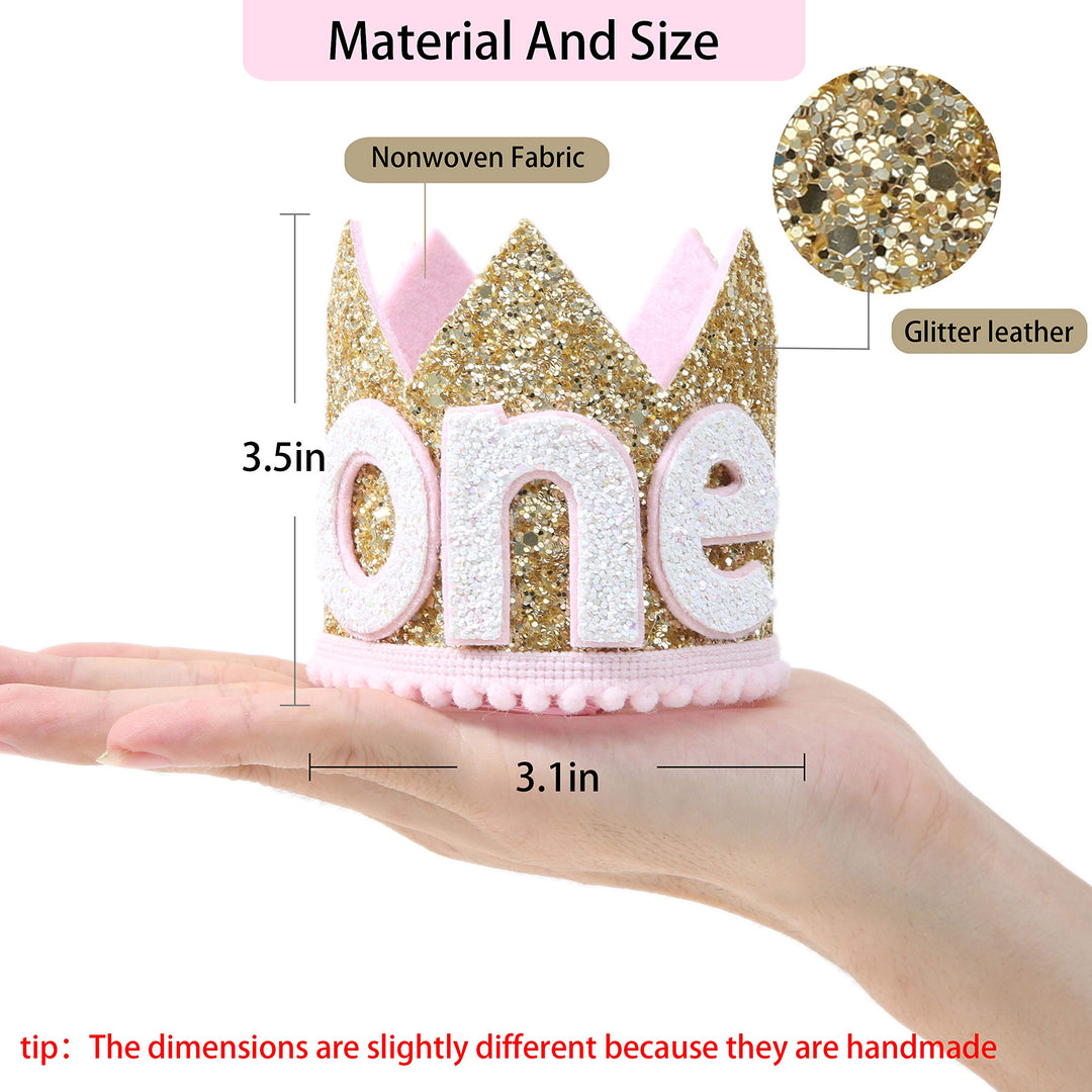 Baby ONE Crown for 1st Birthday - (Pink Golden)