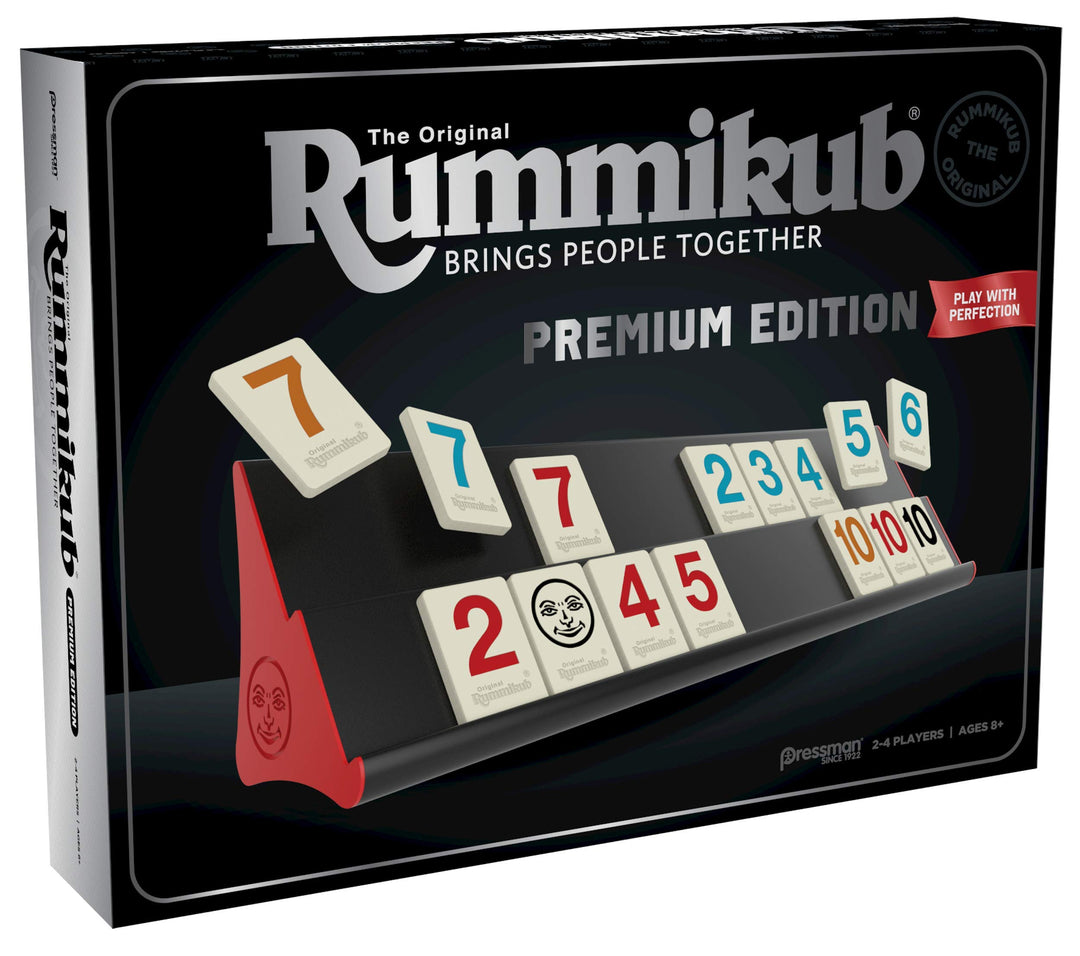Rummikub Premium Edition - Features Racks - Large Number Engraved Tiles and a Storage Bag for The Ultimate Rummikub Experience , Silver