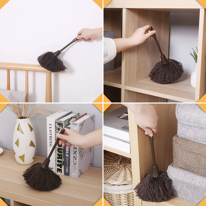 1 Piece Microfiber Delicate Duster with Comfortable Non Slip Handle Mini Dusting Wand Washable Mini Brush with Good Hand Grips for Kitchen Laptop Keyboard Corner Dust Removal (Coffee)