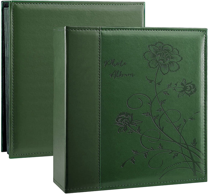 Photo Album 4x6 1000 Photos, Large Capacity Wedding Family Leather Cover Picture Albums Holds Horizontal and Vertical 4x6 Photos with Black Pages(Dark Green)