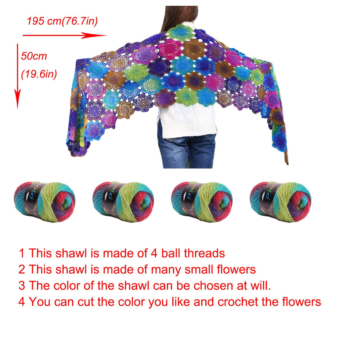 Wool Yarn for Knitting 550yd 0.22Ib Cachemire Multicolor Rainbow Yarn (Gradient Blue)