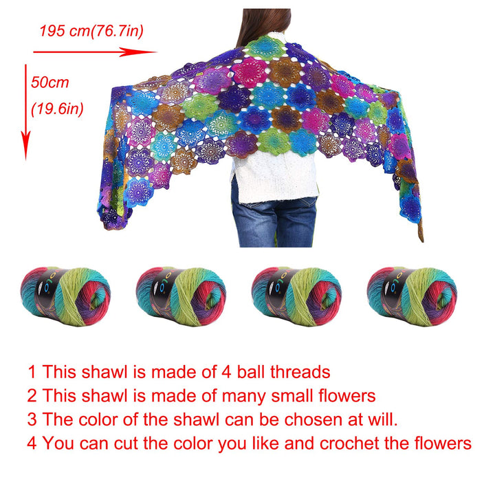 Wool Yarn for Knitting 550yd 0.22Ib Cachemire Multicolor Rainbow Yarn (Gradient Blue)