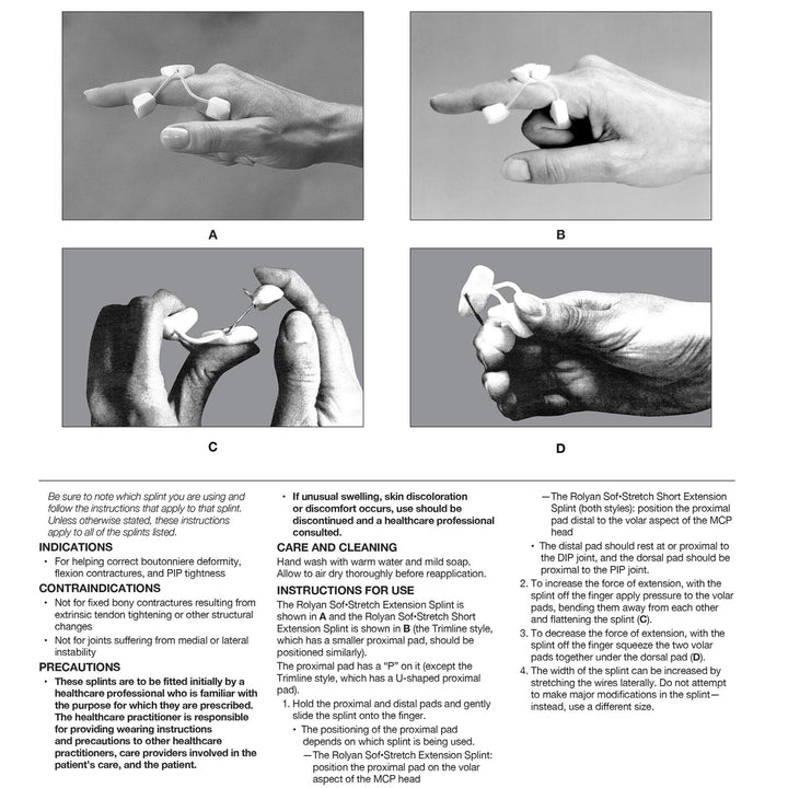 Rolyan Sof-Stretch Extension Splint, Medium, Black, Finger Brace & Knuckle Immobilization Device, Recovery & Rehabilitation Aid for Edema, Joint Extension & Contractures, Support for Injured Fingers