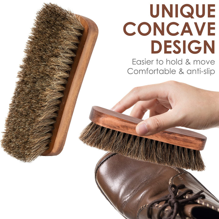 6.7 Horsehair Shoe Shine Brush - 100% Soft Genuine Hors