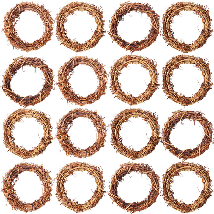 16 Pieces 3 Inch Grapevine Wreaths Vine Branch Wreath Christmas Rattan Wreath Garland Decoration for Christmas Holiday Craft or Wedding Supplies