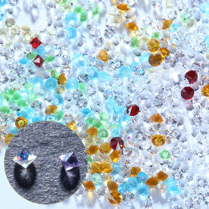 11520 Pieces 1.2 mm Mini Crystals Micro Pixie Nail Rhinestones DIY Crystal Gems Stones Glass Sand Rhinestones for Home Beauty Salon Nail Decorations (White, Iridescent, Silver, Gold)