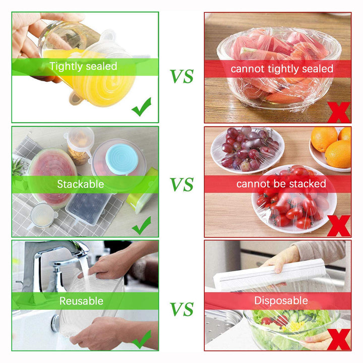 [14 Pack] Silicone Stretch Lids, 8 Round and 6 Rectangular Flexible Magic Lids,Durable,Reusable Stretch Food Saving Silicone Food Covers for Cups,Bowls,Mugs,Cans,Using in Microwave &amp; Freezer