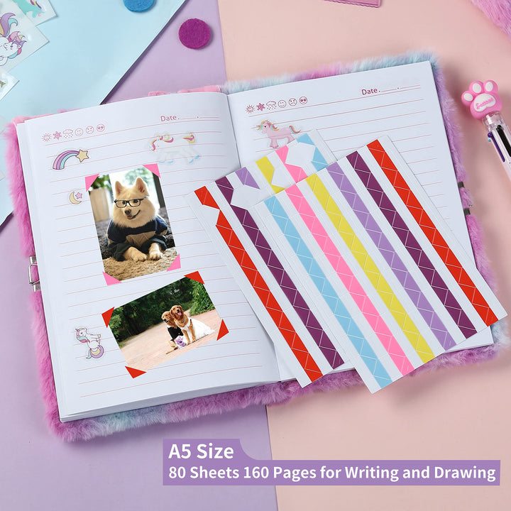 Diary for Girls with Lock and Keys, Plush Dog Secret Diary a Gift Set for Kids, Puppy Dog Diary for Boys Writing Drawing Notebook 160 Pages