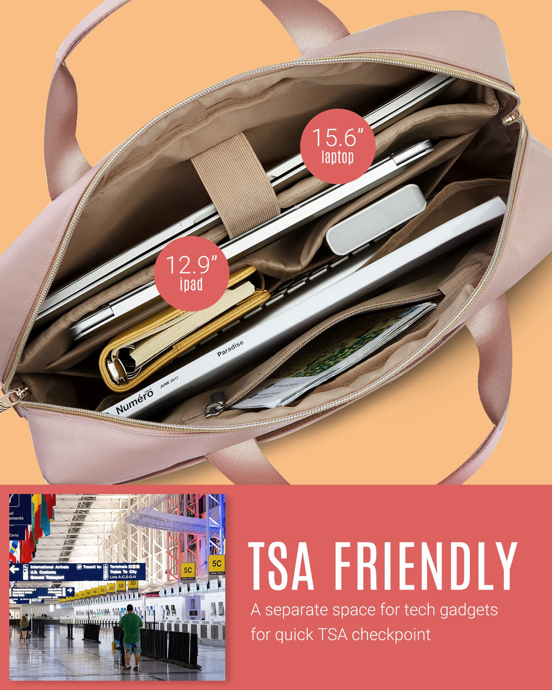 Laptop Bag, 15.6 Inch Business Briefcase,Water-Repellent Shoulder Messenger Bag,Computer Bag Work Office Travel,Pink