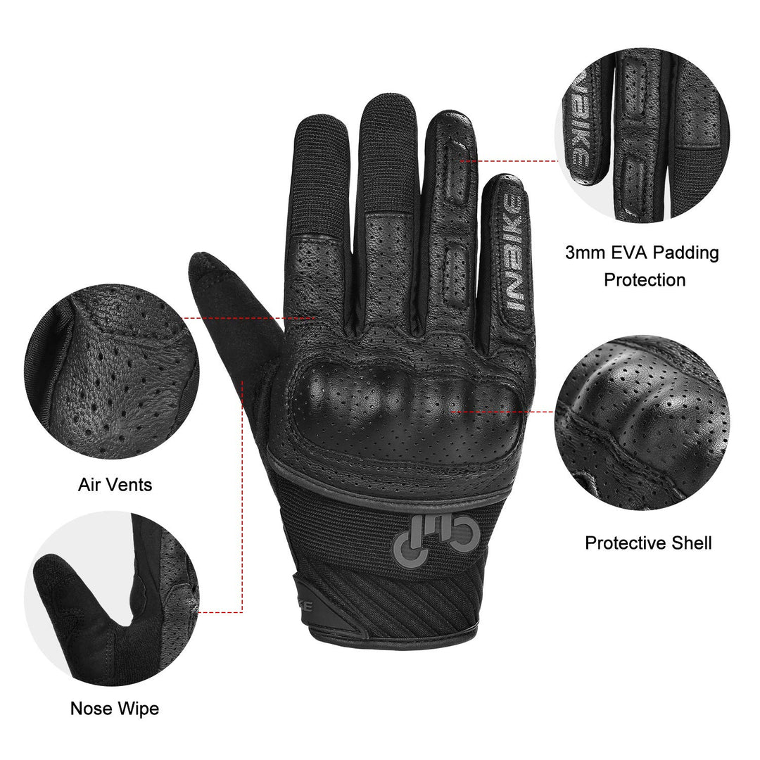 Motorcycle Gloves for Men and Women Touchscreen Breathable Full Finger Motorbike Gloves for BMX ATV MTB Riding, Black M