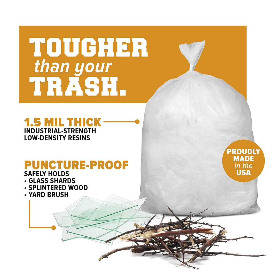 95 Gallon Trash Bags, 1.5 Mil, Clear, 50 / Case