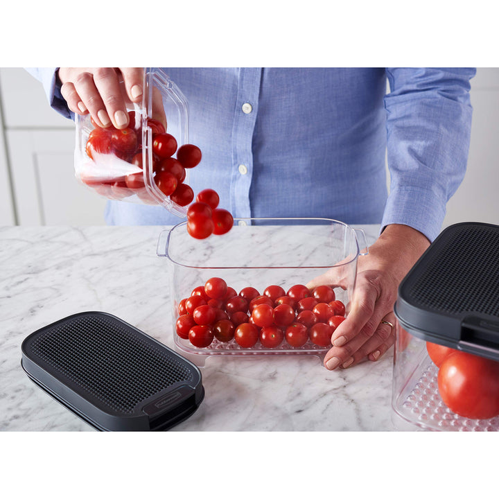 FreshWorks Countertop Food Storage Produce Saver, Set, Clear/Grey