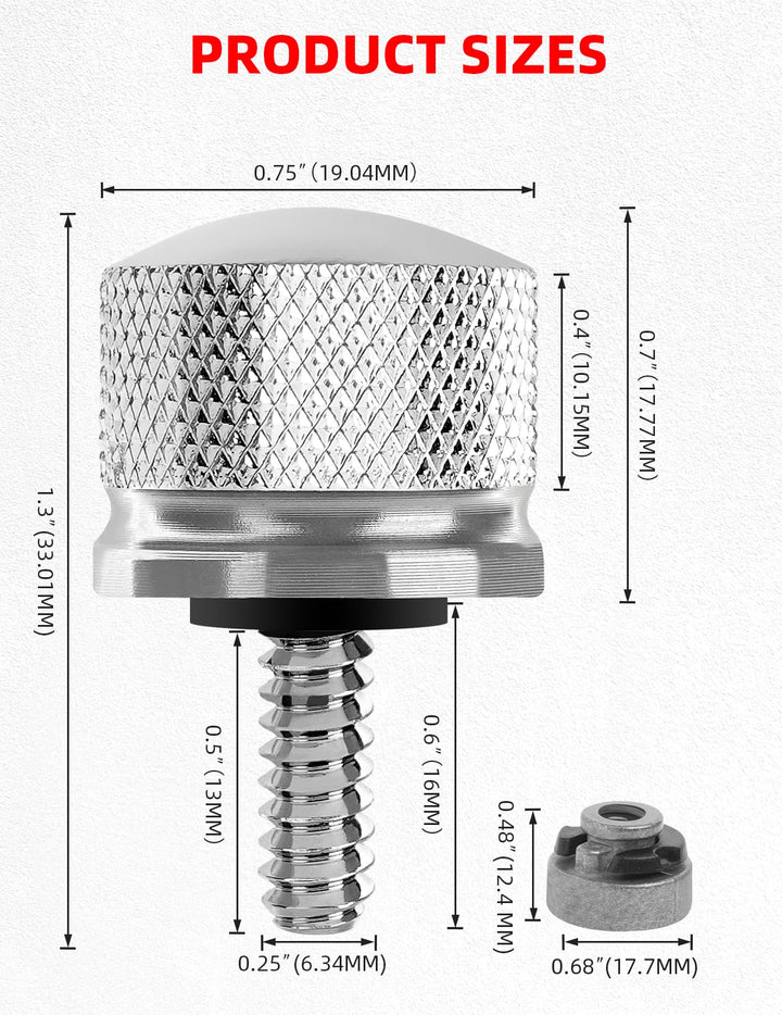 Chrome Stainless Steel Seat Bolt Nut Kit Compatible for Harley Davidson 1996-2024