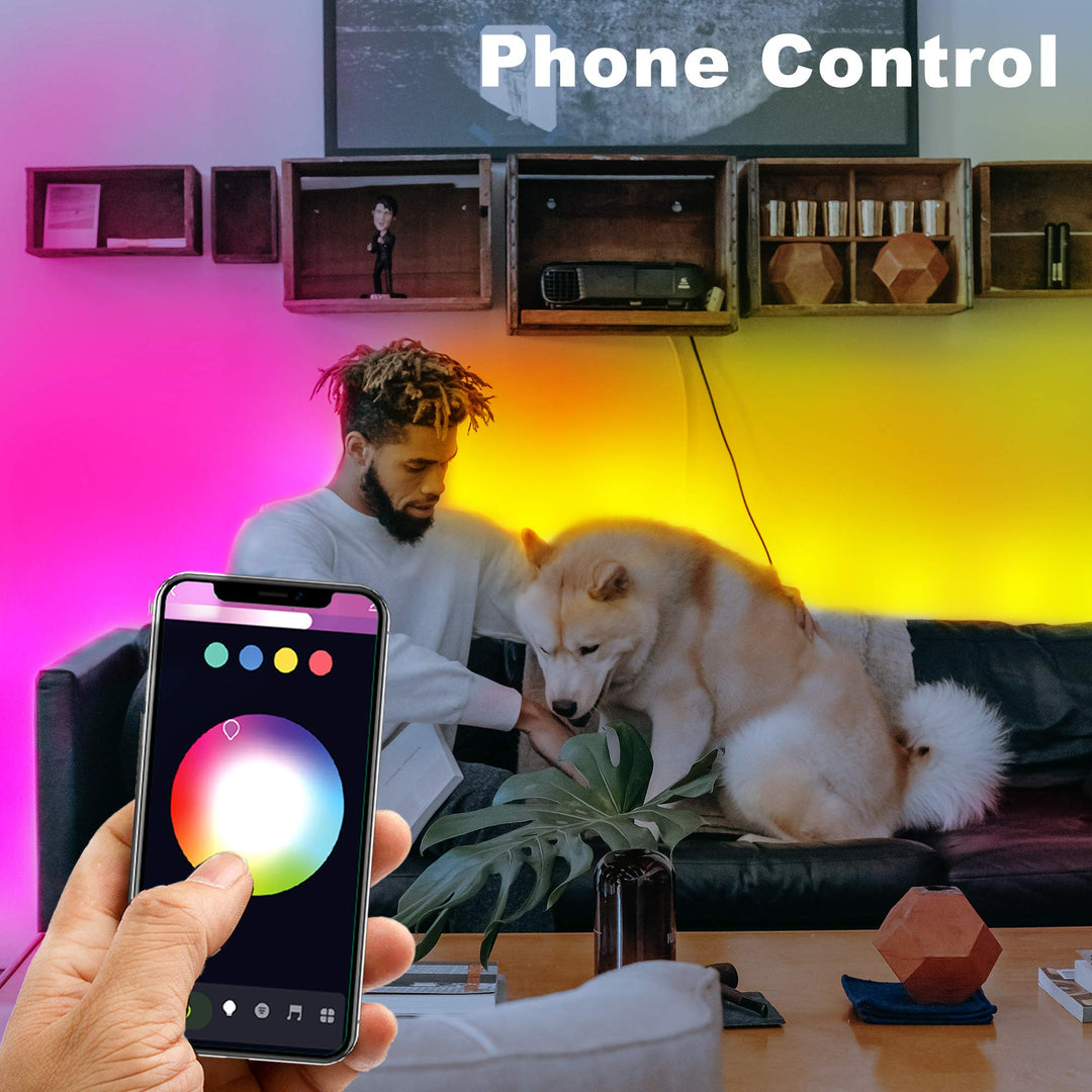 phopollo 50ft Led Lights for Bedroom Sync with Music, Led Strip Lights Compatible with Alexa and Google Home
