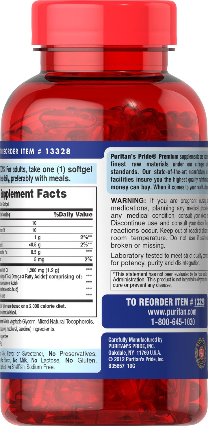 Puritan&#39;s Pride Omega-3 Fish Oil 1200mg, 200 so