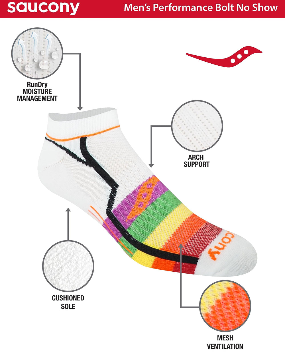 Saucony mens Multi-pack Bolt Performance Comfort Fit No