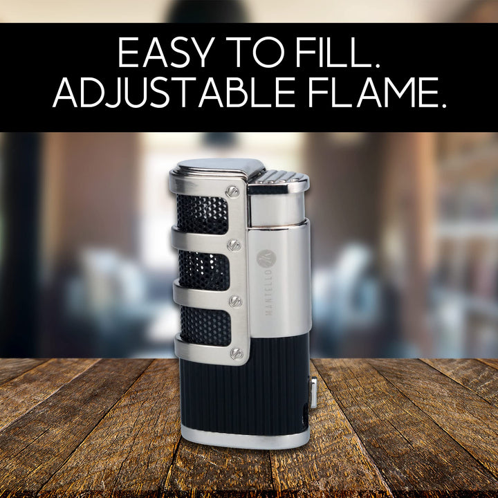 Mantello Cigars Torch Lighter, Triple Jet Flame Butane 