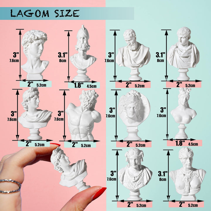 Greek Bust Statue and Sculptures Set of 10 PCS Greek Bust Statue Decor Roman Resin Mini Greek Mythology Figurine Greek God Statue Bust Small for Decor/Gifts/Drawing