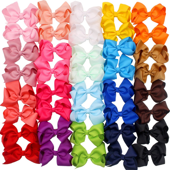 40 Pieces 4.5 Inch Hair Bows Clips Grosgrain Ribbon Boutique Hair Bow Alligator Clips For Girls Teens Toddlers Kids (20 Colors in Pairs)