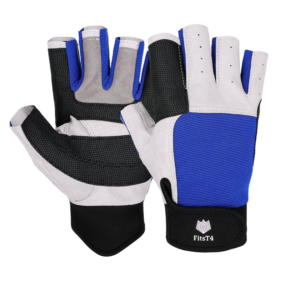 Sailing Gloves 3/4 Finger and Grip Great for Sailing, Yachting, Paddling, Kayaking, Fishing, Dinghying Water Sports for Men and Women Blue M