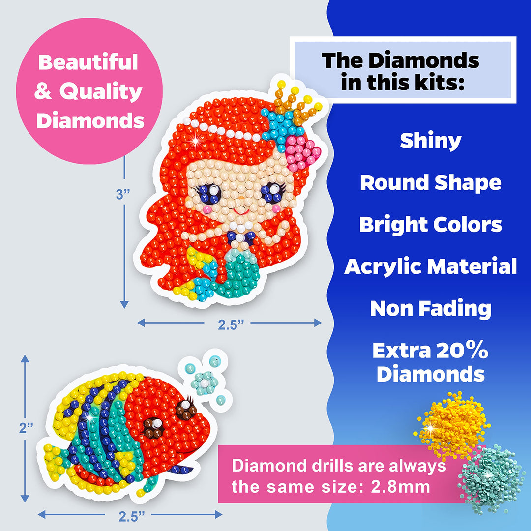 5D Diamond Painting Stickers Kits for Kids and Adult Beginners Gem Paint by Numbers Diamonds Arts for Boys and Girls Ages 6 7 8-12 DIY Princesses kit with Dots Gifts for Kid