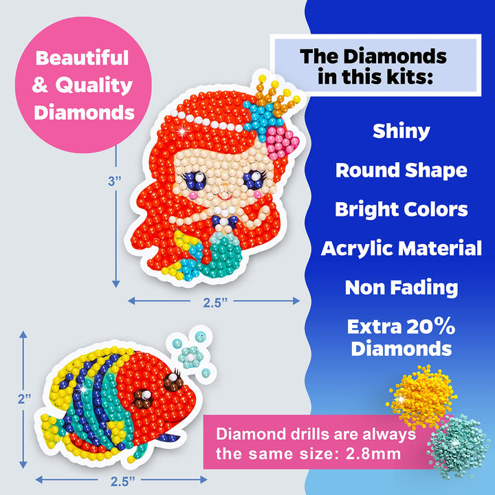 5D Diamond Painting Stickers Kits for Kids and Adult Beginners Gem Paint by Numbers Diamonds Arts for Boys and Girls Ages 6 7 8-12 DIY Princesses kit with Dots Gifts for Kid