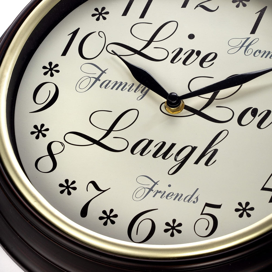 12 Inch Live Laugh Love Quality Quartz Battery Operated Easy to Read Home/Office/Kitchen/Classroom/School Clock Class 13910 0