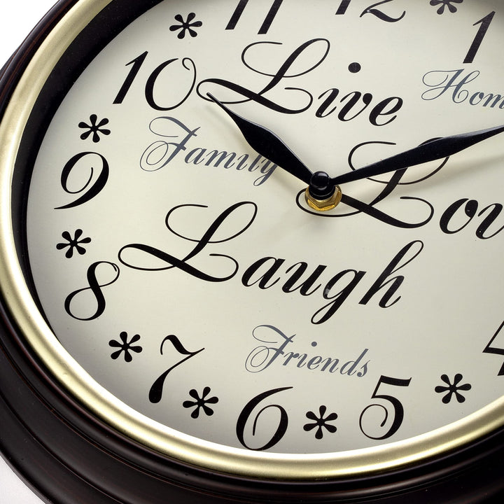 12 Inch Live Laugh Love Quality Quartz Battery Operated Easy to Read Home/Office/Kitchen/Classroom/School Clock Class 13910 0