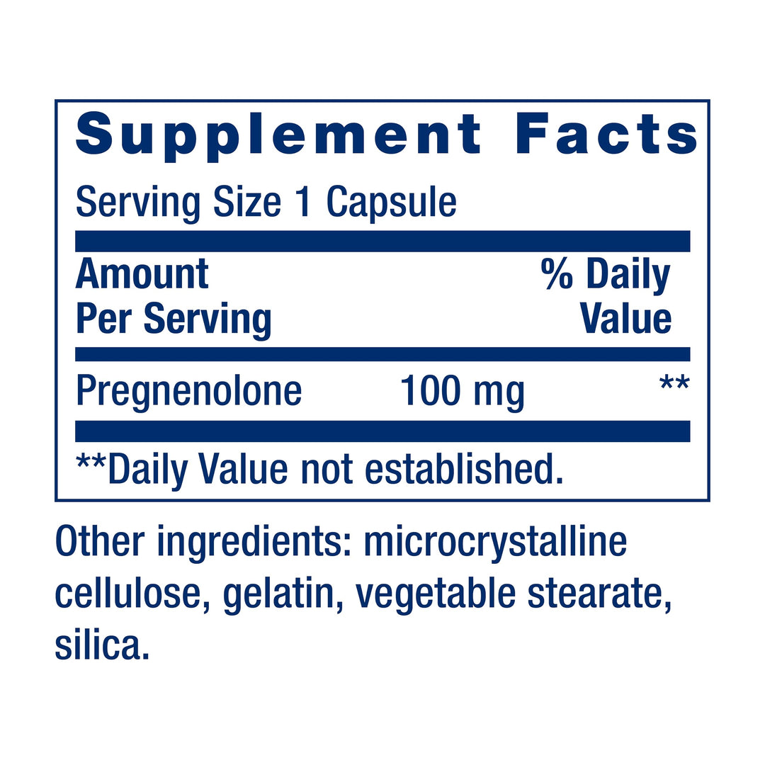 Pregnenolone - Hormone Balance Supplement for Healthy Hormone Levels, 100 mg - Hormone Balance, Memory, Focus, Cognitive Health - Gluten-Free, Non-GMO, 100 Capsules