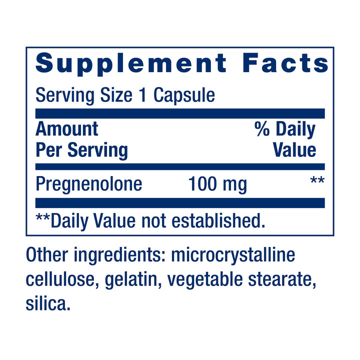 Pregnenolone - Hormone Balance Supplement for Healthy Hormone Levels, 100 mg - Hormone Balance, Memory, Focus, Cognitive Health - Gluten-Free, Non-GMO, 100 Capsules