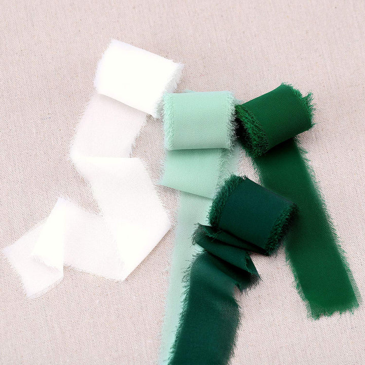 DreamBuilt Handmade Fringe Chiffon Silk-Like Ribbon 1.5