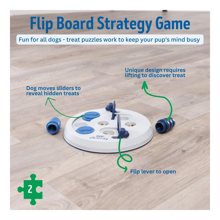 Flip Board Dog Puzzle Toy, Intermediate (Level 2) Strategy Game, Dog Activity Treat Toy for Dogs