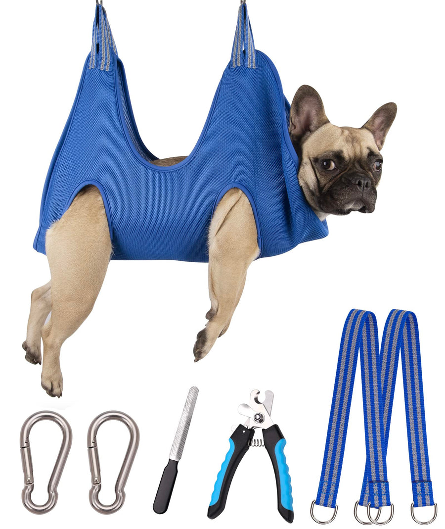 10 in 1 Pet Grooming Hammock Harness with Nail Clippers/Trimmer, Nail File, Dog Hammock/Grooming Sling for Nail Trimming/Clipping