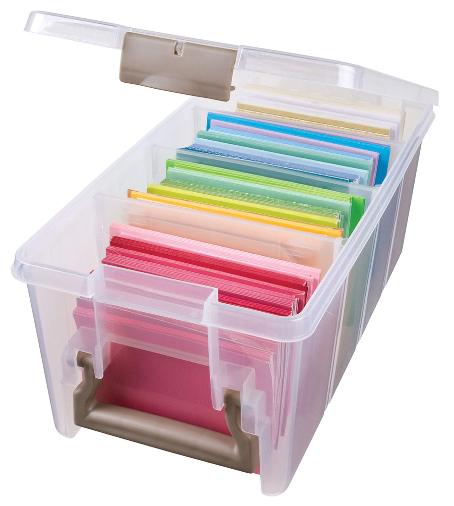Semi Satchel Portable Craft Organizer with 3 Dividers - Clear Plastic Storage Case for Art & Craft Supplies