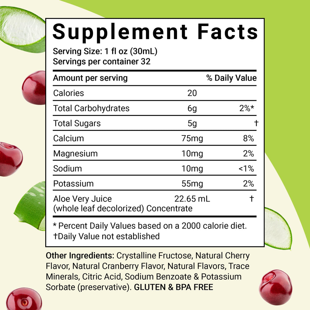 - Whole Leaf Aloe Vera Juice, Certified Organic, Gluten-Free (Cherry Berry, 32 oz)