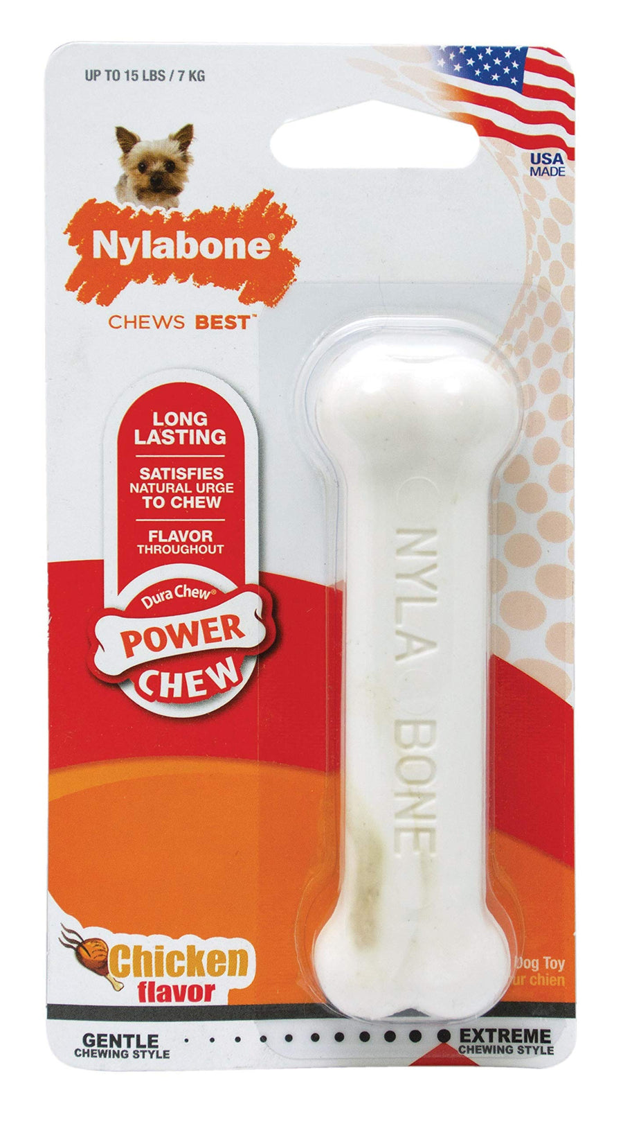 Power Chew Classic Bone Chew Toy for Dogs, Durable Dog Toys for Aggressive Chewers, Chicken Flavor, X-Small/Petite - Up to 15 lbs. (1 Count)
