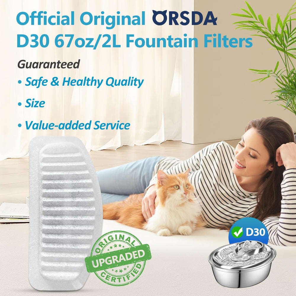 Cat Water Fountain Filters, Replacement Carbon, Resin Filters ONLY for D30 67oz/2L Automatic Pet Fountain Cat Water Fountain Dog Water Dispenser, 4 Filtration System (12PCS Filters)…
