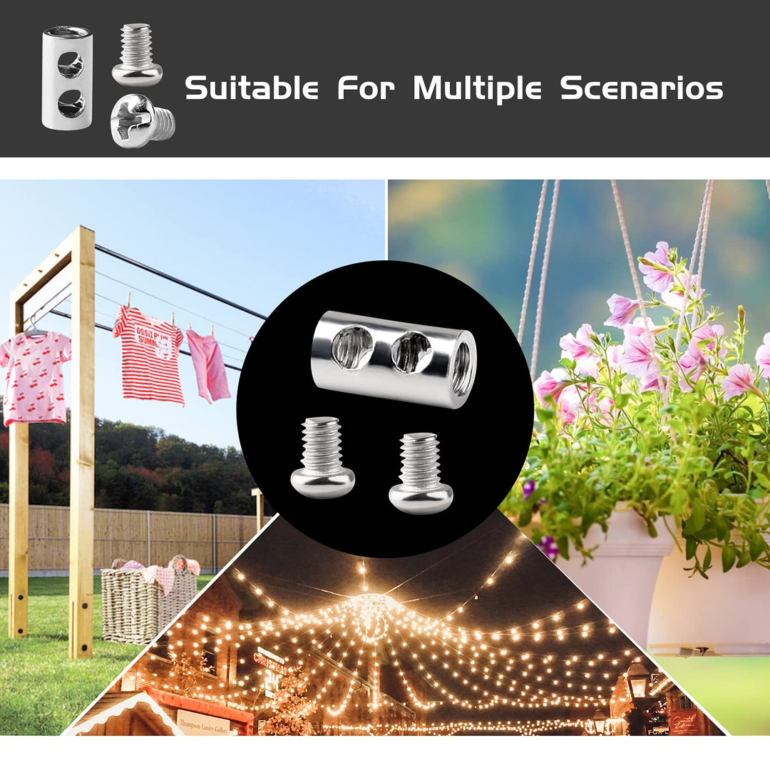 FSHIHINE 100PCS Wire Rope Clips Clamp Adjustable Wire Rope Grips for 1-2 mm Diameter Wire Rope and Cable Wire Rope Lock with End Screw Stopper and Screwdriver I Shaped Wire Rope Clamp