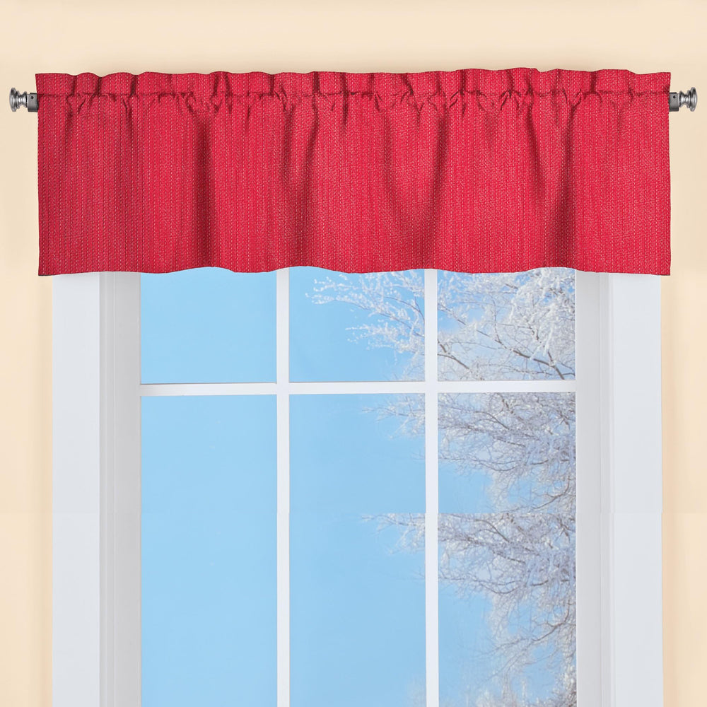 - 00200-V-00148 RED Ribcord Window Curtain Tailored Valance, 54 x 12, Red