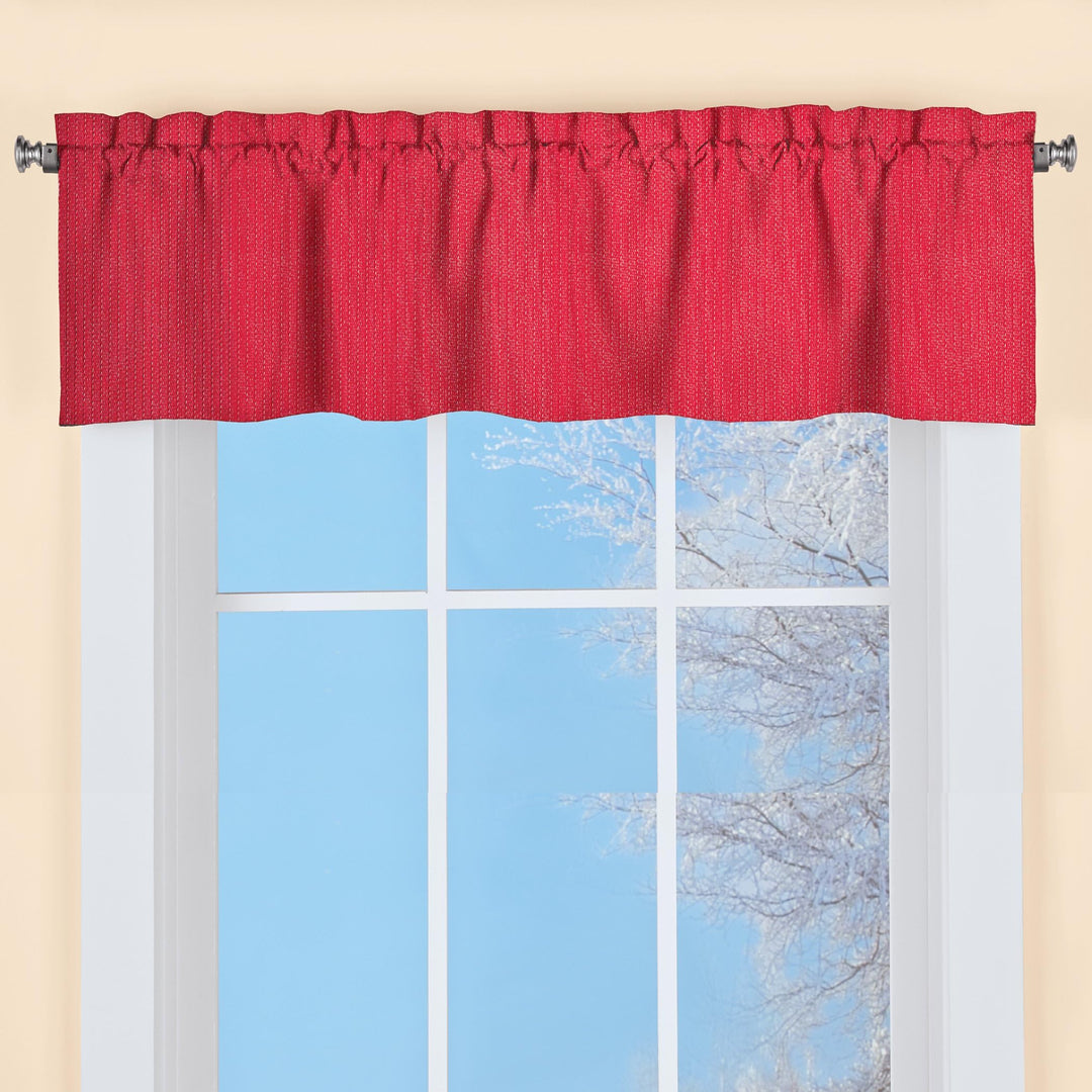 - 00200-V-00148 RED Ribcord Window Curtain Tailored Valance, 54 x 12, Red