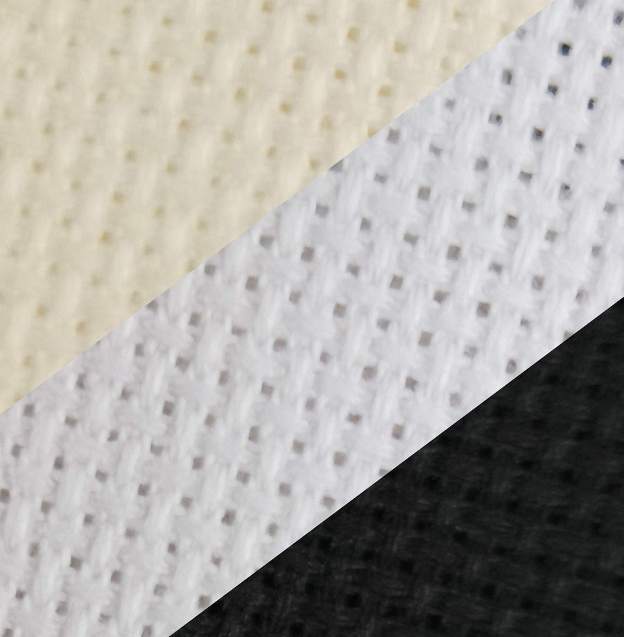 3 pc of 12 x 18 18CT Counted Cotton Aida Cloth Cross Stitch Fabric (White+Cream+Black)