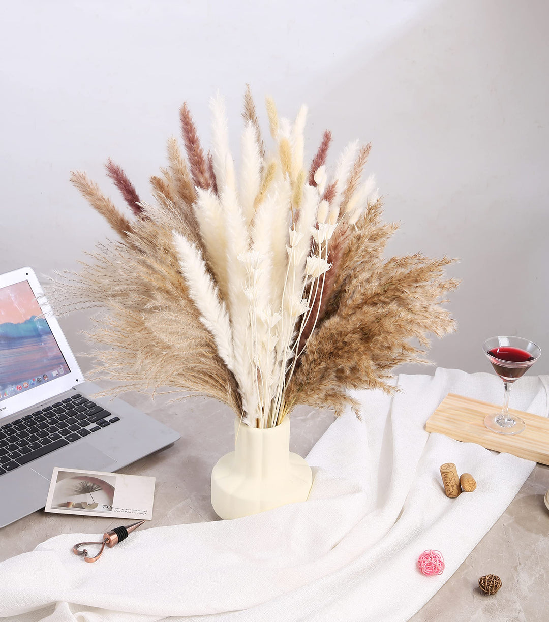 100pcs Pampas Grass Bouquet Natural Dried Flowers Decor for Arrangements Boho Home Decor Wedding Decor